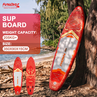 Planche de paddle gonflable super large de 350 cm certifiée CE rouge, capacité maximale de 205 kg, écologique, haute performance, pour le dropshipping UE