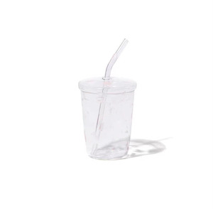 Taza <span class=keywords><strong>de</strong></span> leche y pajita reutilizable para beber, taza <span class=keywords><strong>de</strong></span> té <span class=keywords><strong>de</strong></span> vidrio transparente con tapa <span class=keywords><strong>de</strong></span> vidrio, venta al por mayor - Product Image 1