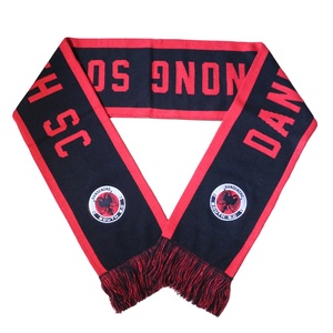 Custom Knitted Winter Bobble Hats and Scarves for Soccer Football Club Fans Long Acrylic Jacquard With Embroidered Logo - Product Image 4