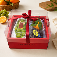 Boîte d'emballage pour fruits écologique personnalisée, adaptée aux oranges, aux raisins, aux bleuets, aux cerises, avec couvercle transparent en PVC, ruban, boîte cadeau