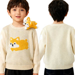 เสื้อคาร์ดิแกนถักลายปักคอร์กี้สุดน่ารักหรูหราสำหรับเด็กทารกและเด็กเล็ก ขายส่ง แขนยาว เป็นมิตรกับสิ่งแวดล้อม ออกแบบโดยดีไซเนอร์ - Product Image 5