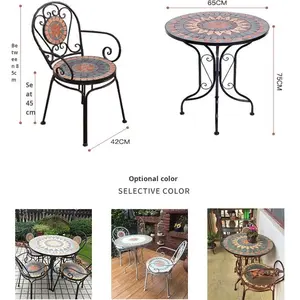 क्लासिक 3-टुकड़ा धातु बिस्ट्रो सेट-पाउडर-लेपित आउटडोर टेबल और बालकनी, गार्डन और कैफे के लिए कुर्सियां - Product Image 4