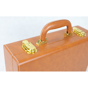 OEM PU <strong>Leather</strong> Aluminum Brown Carry Toolcase Storage <strong>case</strong> With Combination Lock - Product Image 3