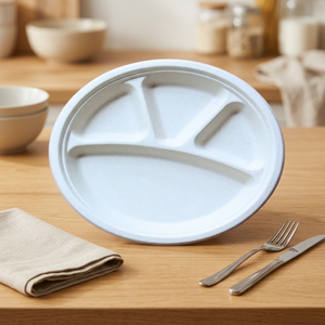 Assiette jetable ronde de 11 pouces en bagasse naturelle compostable, plateau de service écologique en fibre de canne à sucre, vente en gros - Product Image 5
