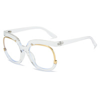 Monturas Ópticas Semi-Rimless, Redondas de Metal, Anti Luz Azul, Tamaño Grande, Gafas de Moda Unisex LSS043-4