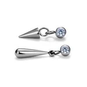 Astm F136 Titanium Met Meerdere Kleuren Zirkoon Met Kegel Bengelen Platte Intern Schroefdraad Labret Piercing Sieraden