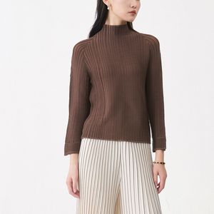 Blusa Plisada con Cuello Alto para Mujer, 100% Poliéster, Estilo Casual Holgado, Secado Rápido, Estilo Coreano, Venta al Por Mayor en Línea - Product Image 2