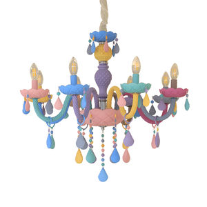 <span class=keywords><strong>Lampadario</strong></span> Moderno Minimalista in Cristallo Macaron, Illuminazione Interna Colorata a Forma di Candela per Camera dei Bambini e Camera da Letto - Product Image 1