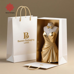 BAoren ถุงกระดาษใส่ชุดเดรสงานแต่งงานสีขาวงาช้างสำหรับใส่เสื้อผ้าเสื้อผ้ารองเท้าขนสัตว์งานหัตถกรรมช้อปปิ้งถุงกระดาษกระดาษแข็งสีขาว - Product Image 4