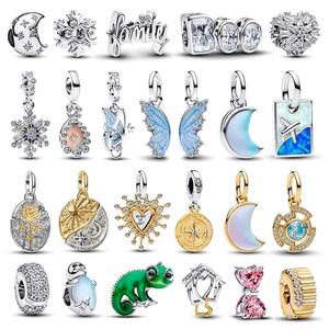 Platadora CZ23 925 Silver Luxury Cheshire Cat Remy Mouse <b>Charm</b> Beads Women's <b>Bracelet</b> Necklace Pendant Third Party Certified - Product Image 1
