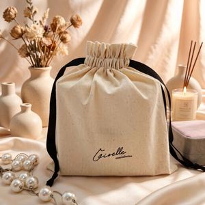 Pochette en coton réutilisable écologique avec cordon de serrage, logo personnalisé imprimé, résistance aux chocs pour les voyages, chaussettes, sous-vêtements, sèche-cheveux - Product Image 3