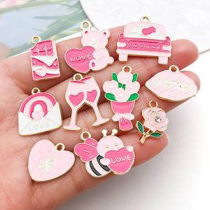 Pendentif porte-clés DIY en alliage avec <span class=keywords><strong>pierre</strong></span> naturelle en forme de cœur, série Saint-Valentin - Product Image 1