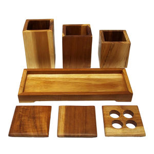 Set in tre pezzi eco-friendly contenitori in <span class=keywords><strong>Teak</strong></span> da bagno e un vassoio abbinato Set da bagno Set amenità accessori da bagno - Product Image 4