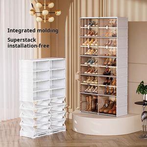 Elegante Caja Organizadora de Zapatos Plegable con Puertas Magnéticas y Diseño Transparente - Product Image 2
