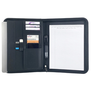 ModernQiu Custom A4 Size PU Leather Business Padfolio High Quality <strong>Zippered</strong> Interview Leather Portfolio <strong>Folder</strong>