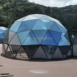 Glass Dome Tent , Transparent Glass Geodesic Dome , 6m 7m Geodome House