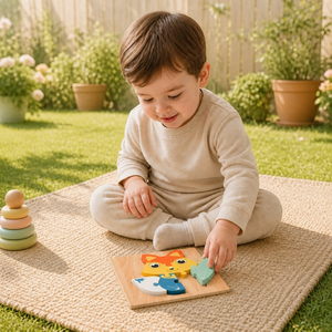 <span class=keywords><strong>Puzzle</strong></span> en bois 3D personnalisé Montessori pour enfants, animaux de dessin animé, jeu éducatif précoce de géométrie avec chevilles, jouet pour enfants, cadeaux - Product Image 2