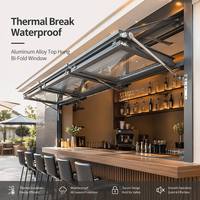 Ventana Plegable Vertical Moderna con Parte Superior de Aluminio, Herrajes de Acero Inoxidable, Doble Acristalamiento, Insonorizada, para Balcón de Hotel o Cocina