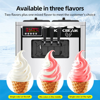 Machine à crème glacée commerciale Gongly 110V, 3 saveurs, machine à glace molle, nettoyage automatique, acier inoxydable, sirop de crème glacée, café aux fruits