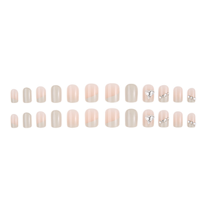 <span class=keywords><strong>Faux</strong></span> <span class=keywords><strong>ongles</strong></span> carrés à presser style français nude blanc décontracté, avec teinte douce et colle, pour un look féminin - Product Image 3