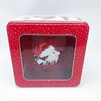Boîte en fer à clapet rectangulaire de grande taille en fer blanc mat avec fenêtre pour l'emballage de cadeaux, impression de motifs alimentaires