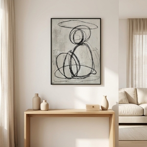 Pintura al Óleo Moderna 3D con Textura Intensa, Pintada a Mano, Líneas <span class=keywords><strong>Negras</strong></span> Abstractas, <span class=keywords><strong>Cuadro</strong></span> en Lienzo para Decoración de Sala de Estar - Product Image 3