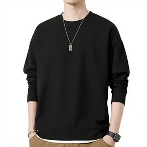 Sweat-shirt à col rond noir pour homme, coupe classique, en coton tricoté, décontracté, pour l'automne - Product Image 2