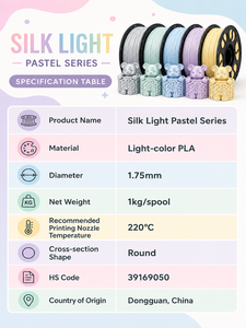 Filament d'imprimante 3D PLA Soie Légère Série Pastel 1,75 mm 1 kg, finition soyeuse douce bleu clair vert violet pour moulage, Bambu Lab Art - Product Image 5