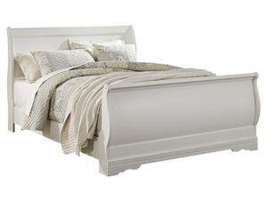 <span class=keywords><strong>Lit</strong></span> Queen Sleigh en blanc Crisp Cottage, cadre de <span class=keywords><strong>lit</strong></span> traditionnel de style Louis Philippe <span class=keywords><strong>avec</strong></span> tête et pied de <span class=keywords><strong>lit</strong></span>, bois d'ingénierie - Product Image 1