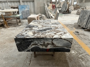 Tavolino da Caffè di Lusso in Marmo, Tavolo Centrale Moderno in Pietra Naturale, Arredamento Minimalista Personalizzato per <span class=keywords><strong>Soggiorno</strong></span> di Ville e Appartamenti - Product Image 3