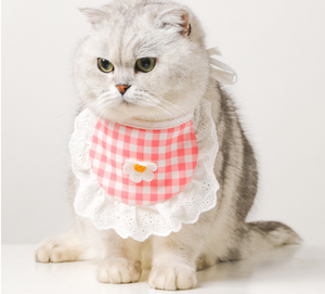 Custom Cotton Pet <b>Bandanas</b> Round with lace Flower Collar Wholesale - Personalized Bibs for Cats & Small <b>Dogs</b> - Product Image 1