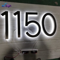 Plaque de porte numérique rétroéclairée par LED moderne avec télécommande - Numéro d'adresse personnalisé pour la maison et les hôtels