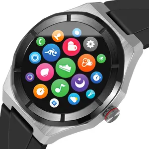 2024健身运动健康圆形心率监测手表中国批发安卓不锈钢定制标志智能手表