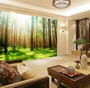 Papiers peints personnalisés 3D, murale d'allée arborée verte, autocollante, PVC imperméable, taille personnalisable, appartement, salle à manger, salon - Product Image 3