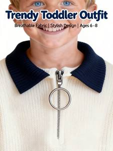 <span class=keywords><strong>Pull</strong></span> décontracté pour garçon, chaud et respirant, design hiver, fermeture éclair, col à revers, fourniture ODM, anti-boulochage, impression personnalisée, logo frontal, mélange de viscose - Product Image 6