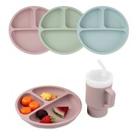 Assiette et tasse à paille en silicone sans BPA, personnalisables en usine, pour bébés et enfants, avec poignée, modèle YLA-SP de la marque YLA