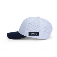 Casquettes de golf personnalisées à 5 panneaux bicolores avec aérations découpées au laser, casquette imperméable avec logo en PVC personnalisé pour hommes, sports de plein air