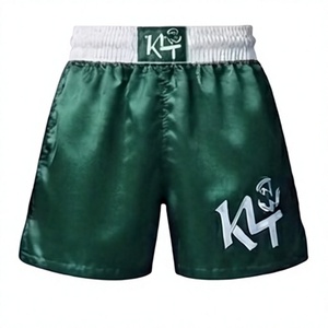 Shorts d'arts martiaux unisexes K4 vert en polyester/coton respirant, logo imprimé par sublimation sur le devant, coupe ample pour adulte, 140g - Product Image 1