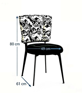 Chaise de salle à manger artistique, chaise de salon, siège en tissu à motifs, pieds en métal, chaise pour la maison, le bureau, la restauration - Product Image 5