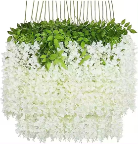 Wisteria Flores colgantes Seda Wisteria Flor Artificial Hogar Boda Vendedor superior Wisteria Blanca Flor artificial - Product Image 3