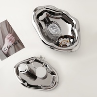 Plateau de service en céramique irrégulier Qianrui, plateau de luxe léger plaqué argent, plateau de décoration pour bijoux/montres, plateau pour collations, plateau de cuisine