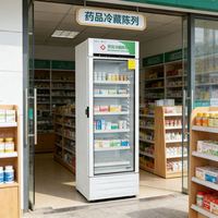 Congélateur vertical commercial à porte vitrée avec refroidissement par air et compresseur, sans givre