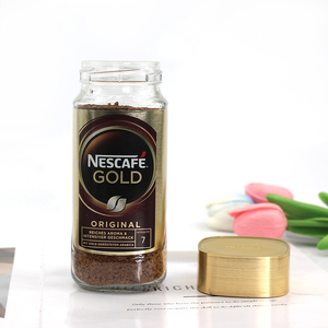 Vente en gros de pots à café carrés personnalisés de 100 g avec couvercle en plastique doré, pot en verre de style classique pour café instantané - Product Image 4