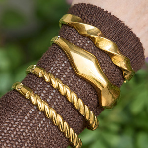 Minimalist Luxury Plain <b>Bangle</b> Stainless Steel 18K Gold Plated Anti Tarnish <b>Bangle</b> for Women - Product Image 2