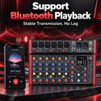 Console de mixage audio, console de mixage sonore USB avec enregistrement, alimentation fantôme 48V intégrée pour scène, diffusion en direct, enregistrement en studio