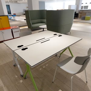 Bàn đào tạo di động bằng gỗ hiện đại với bánh xe bằng thép không gỉ gấp & lật chức năng lắp ráp dễ dàng - Product Image 4