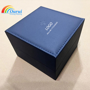 Factory Direct Sale Classic Blue PU <b>Watch</b> Box Leather <b>Watch</b> Box Custom Logo for Men Women <b>Watch</b> <b>Case</b> Luxury Gift Packaging - Product Image 4