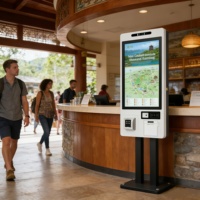 Kiosque de billetterie en libre-service 32 pouces pour attractions touristiques avec lecteur QR et impression thermique directe pour l'entrée des parcs et musées et la gestion du flux de visiteurs
