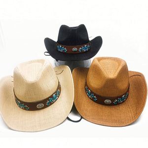 Wholesale Western Outback Wide Brim Cowboy <b>Hat</b> with Wind Lanyard - Product Image 4