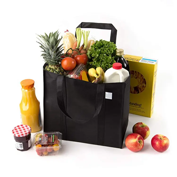 Large China promotional grocery bag custom logo laminated supermarket shopping nonwoven grocery tote bag
